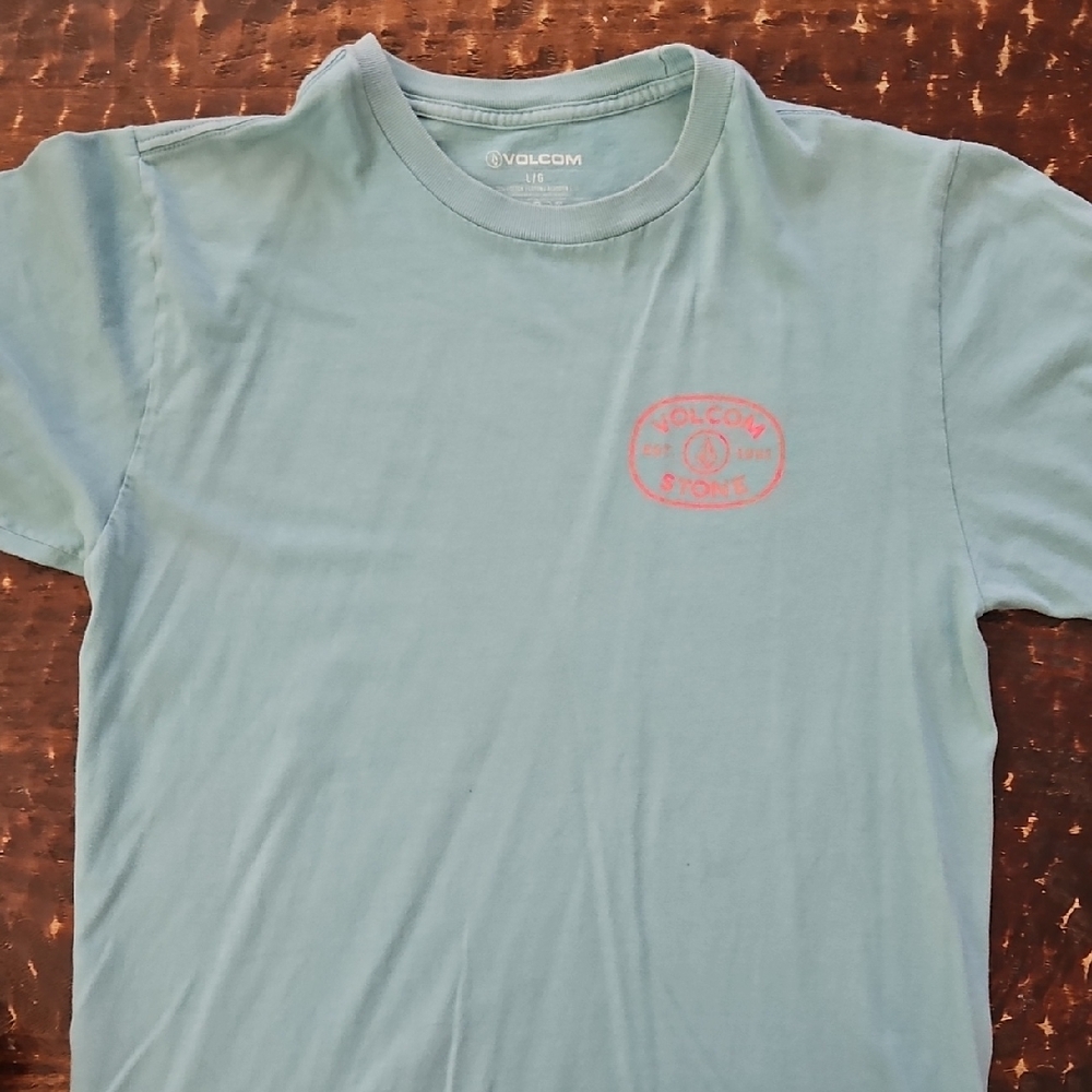 Volcom Stone Logo Tee in Light Teal Men's Large